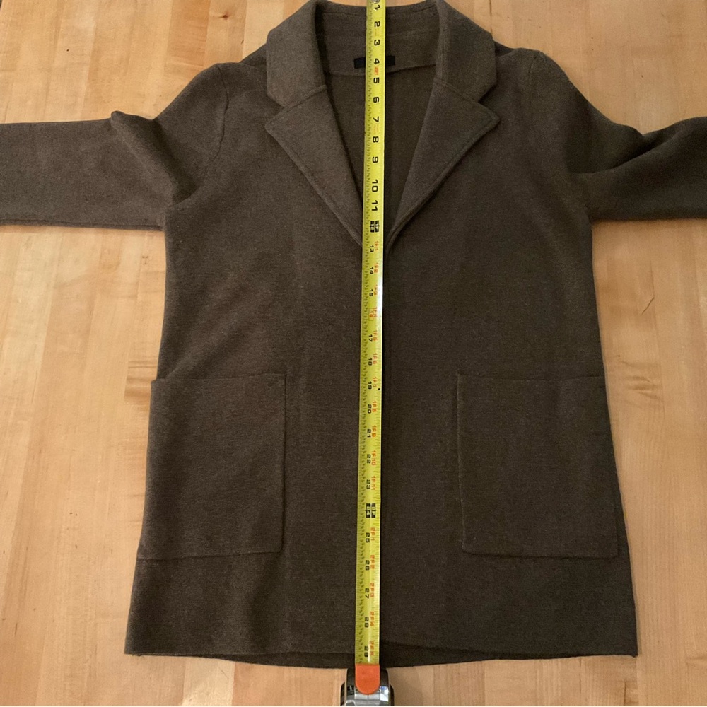 Quince Organic Cottin Knit Blazer Cardigan XS Brown Minimalist Capsule Wardrobe - Picture 7 of 16